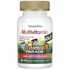 NaturesPlus, Source of Life, Animal Parade Gold, жевательные мультивитамины с микроэлементами для детей, ассорти, 60 таблеток в форме животных